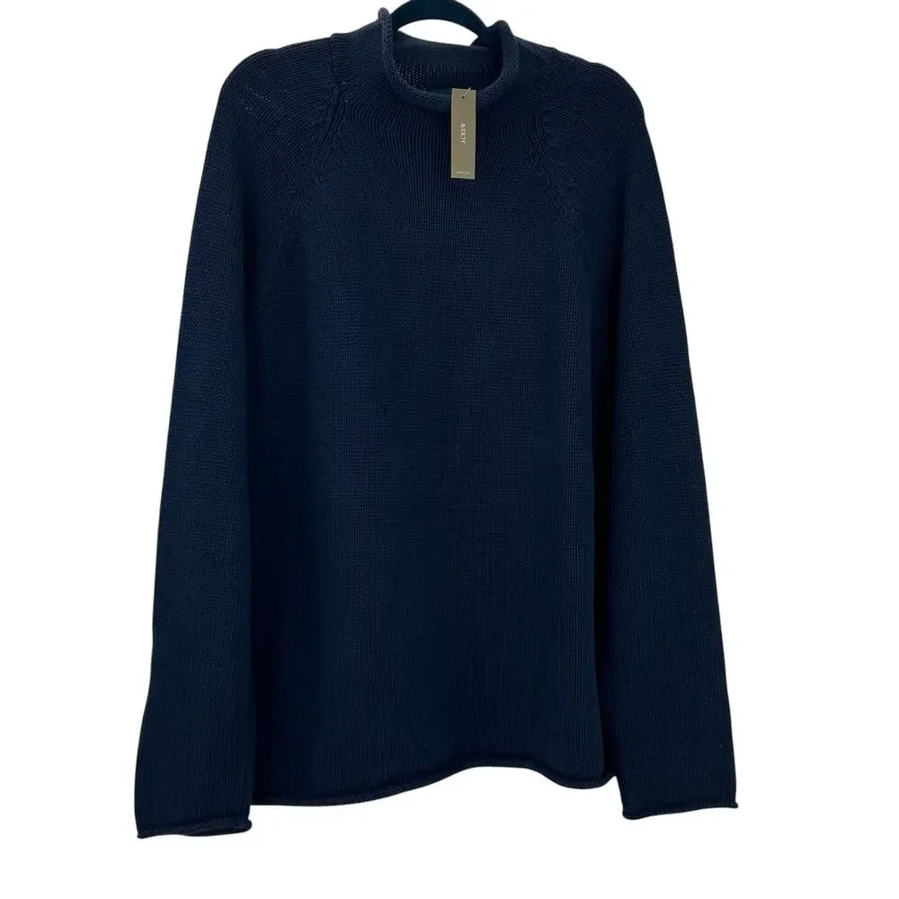 J. Crew Men's Heritage 1988 Cotton Roll-Neck Sweater Navy Size L NWT